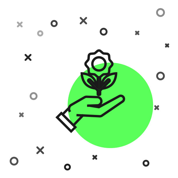 黑线手握花图标孤立上图片下载