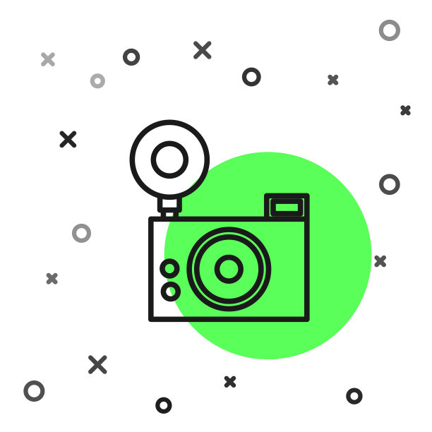 黑线照片相机图标孤立在白色图片下载