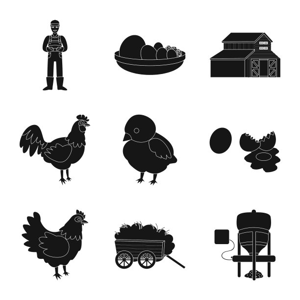 设计收获和农场图标集图片下载