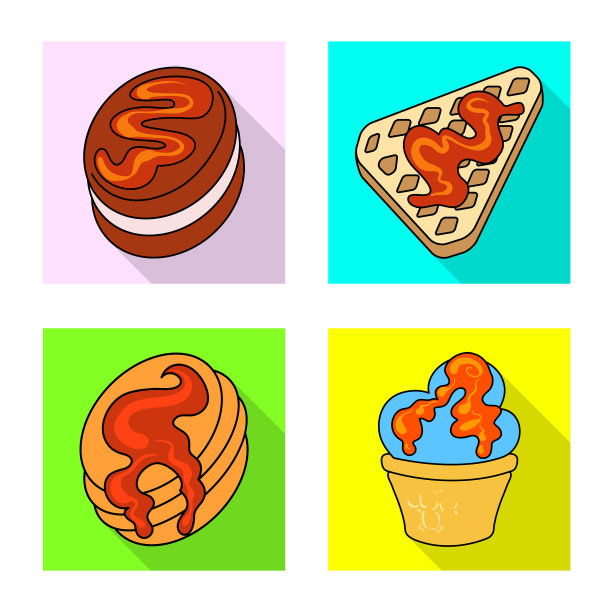 孤立的对象糖果和烹饪图标图片下载