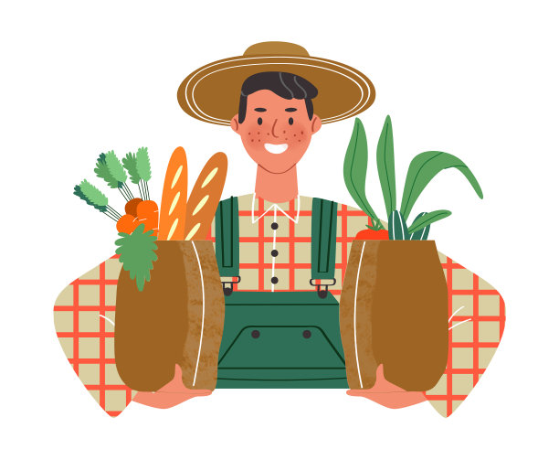 快乐农夫拿着纸袋图片下载