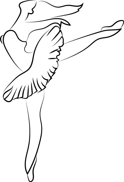 芭蕾舞女演员在白色背景上作画图片下载