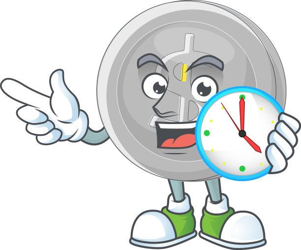以卡通中的时钟银币人物吉祥物图片下载