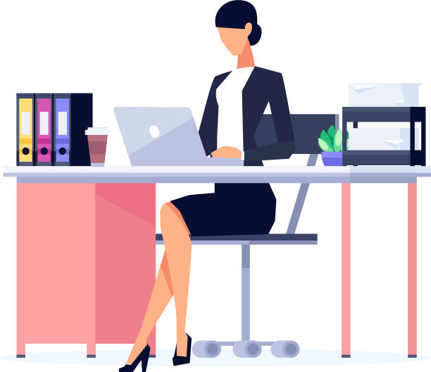 女商人在一个扁平的风格孤立的白色图片下载