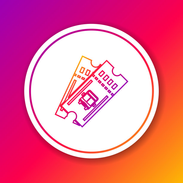 颜色线巴士票图标上隔离颜色图片下载