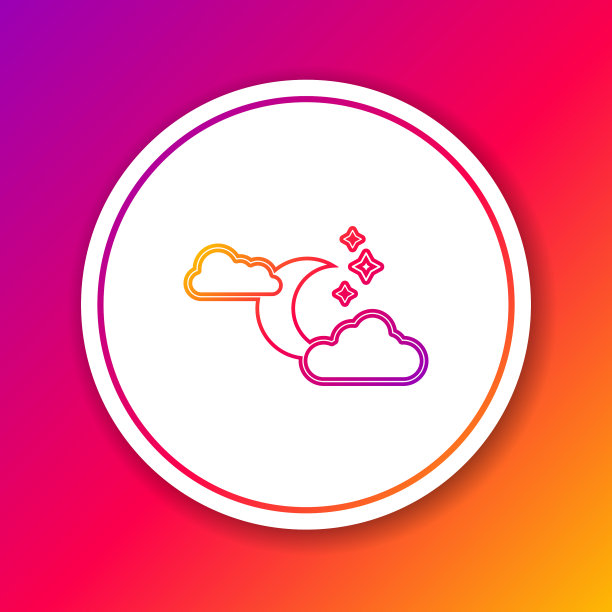 颜色线云与月亮和星星图标孤立图片下载