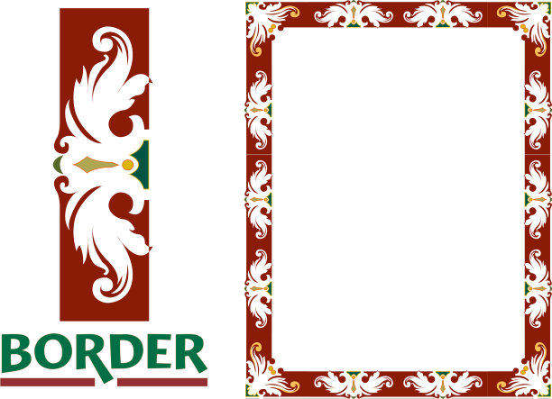 旧世界的边界-植物叶子的砖框架图片下载