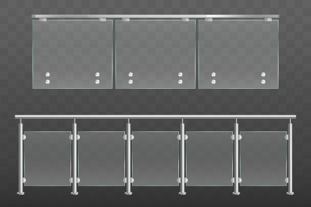 玻璃栏杆与金属扶手设置隔离图片下载