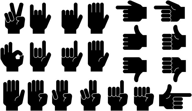 黑色一个手势集图片下载