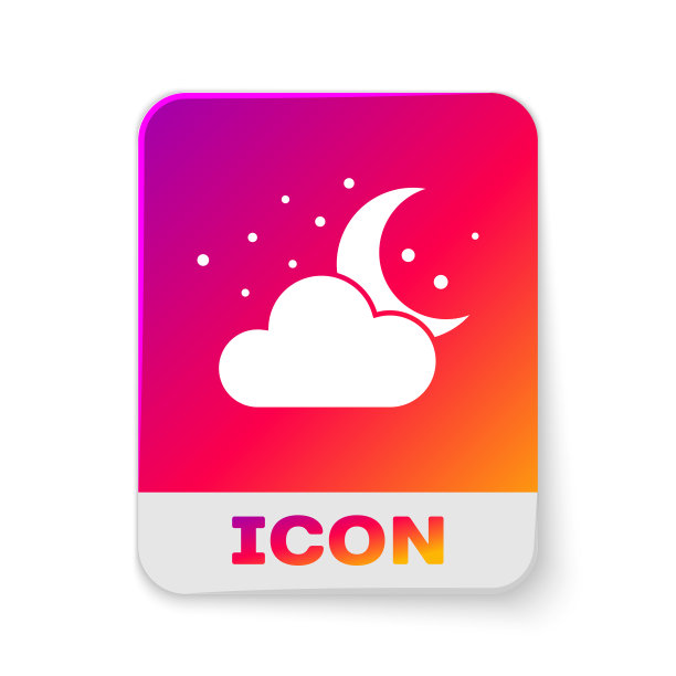 白色的云与月亮和星星的图标孤立图片下载