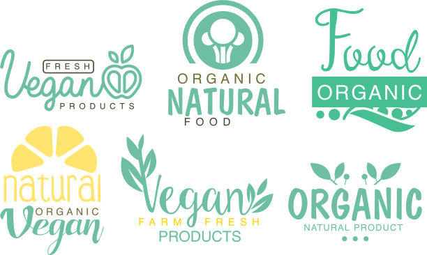 鲜活素食产品标志集有机鲜活农场图片下载