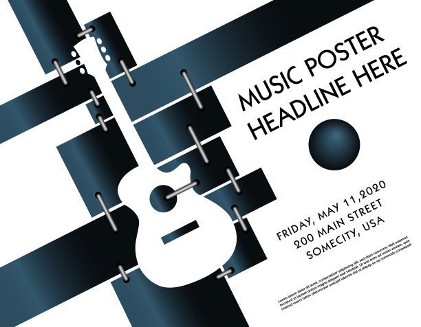 吉他音乐节海报激动人心的模板图片下载