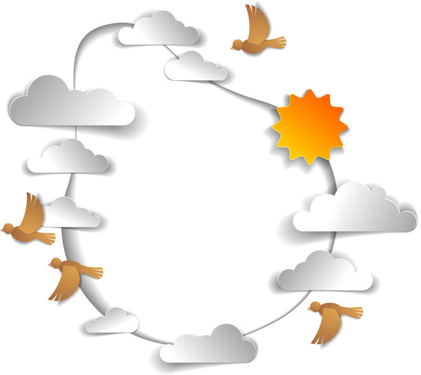 鸟群在美丽的云和阳光中飞翔图片下载