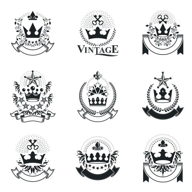 皇家王冠徽章和纹章臂章图片下载