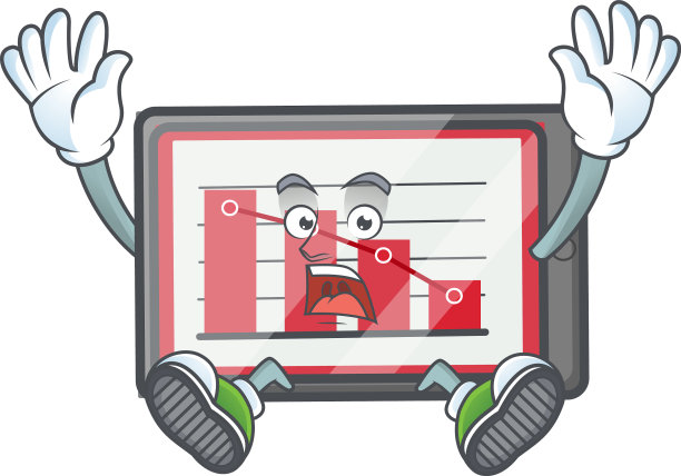 成功的向下图表水平表在卡通图片下载