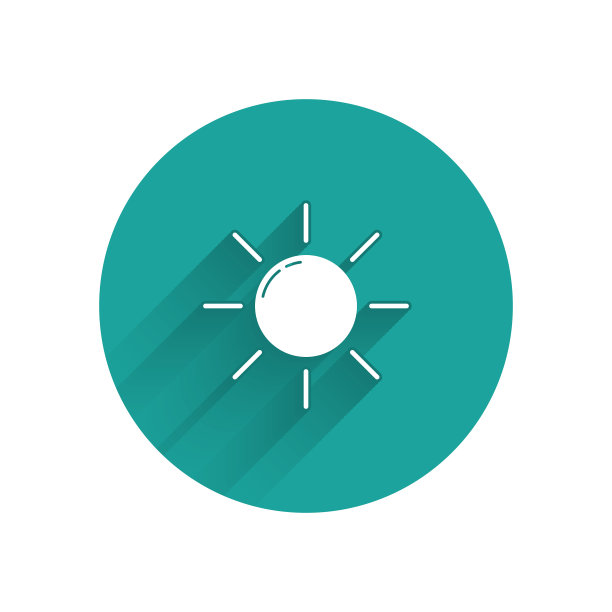 白色太阳图标孤立与长阴影绿色图片下载