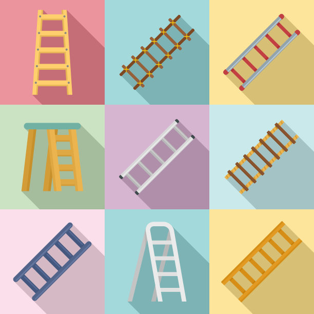 梯子图标设置平面风格图片下载