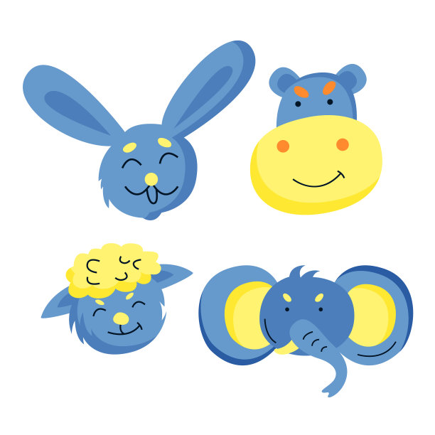 扁平设置od卡通动物图片下载