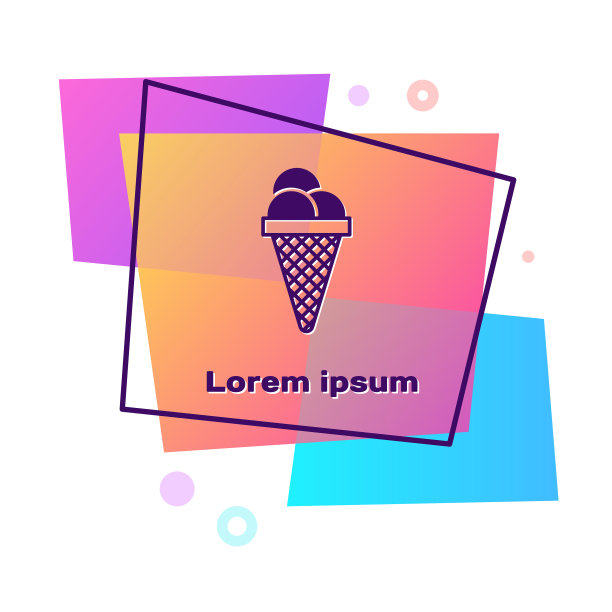 紫色冰淇淋在华夫蛋筒图标孤立图片下载