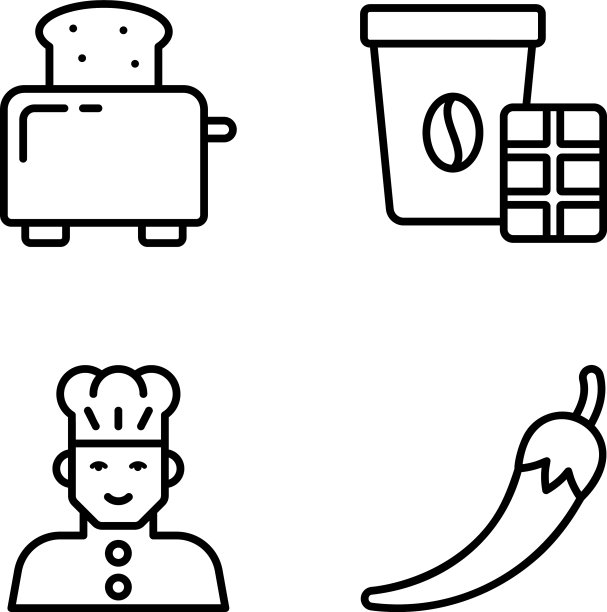垃圾食品线性图标包图片下载