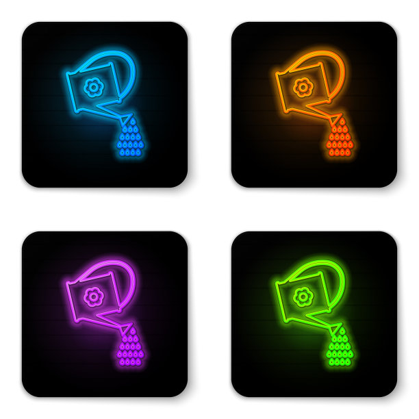 发光的霓虹灯喷壶图标孤立在白色图片下载