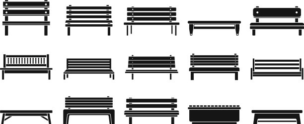 公园长椅图标设置简单的风格图片下载