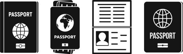 护照文件图标设置简单的风格图片下载