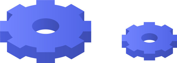 蓝色齿轮车轮图标等距样式图片下载