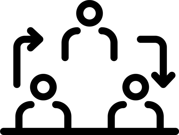 三个人物和箭头图标的轮廓样式图片下载