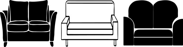 白色背景上的沙发图标图片下载