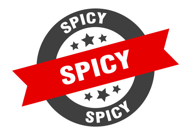 辣的标志辣的黑的红的圆丝带贴纸图片下载