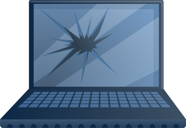 破碎的商业笔记本电脑图标卡通风格图片下载