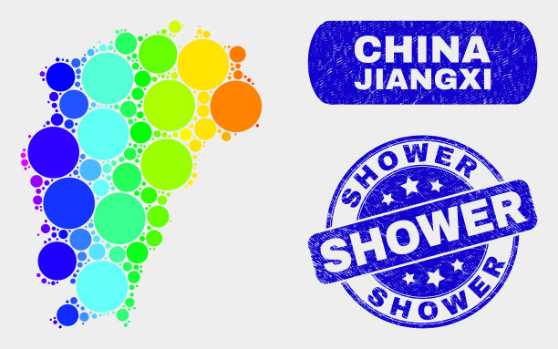 频谱马赛克江西省地图并刻划图片下载