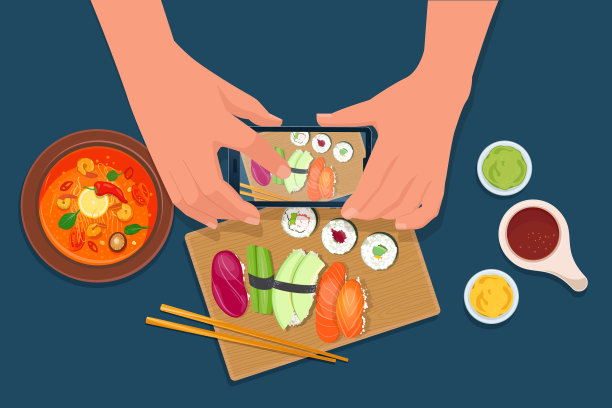 手拿食物拍照手机图片下载