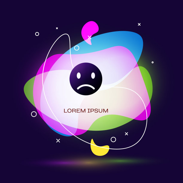 黑色悲伤的微笑图标孤立在深蓝色图片下载