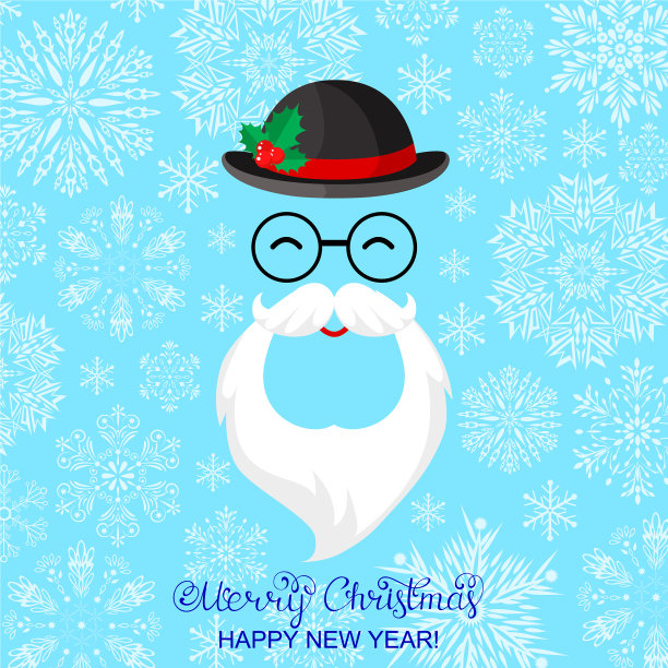 有圣诞老人和雪花的卡片图片下载