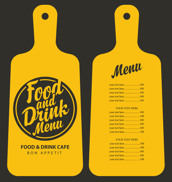 菜单形式的切菜板与价目表图片下载