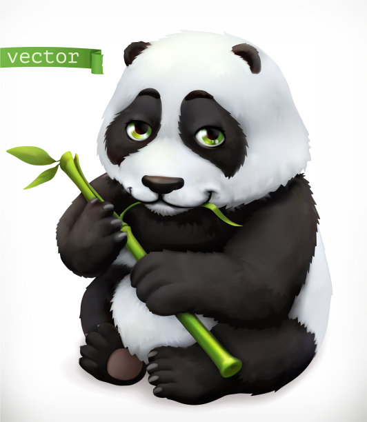 熊猫熊卡通人物有趣的动物3d图标图片下载