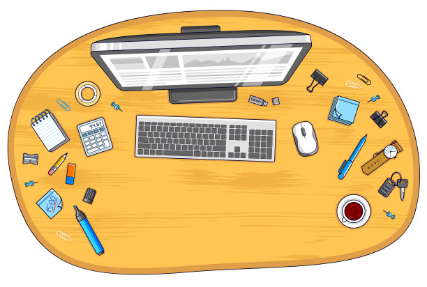 木制的办公室员工或企业家办公桌图片下载