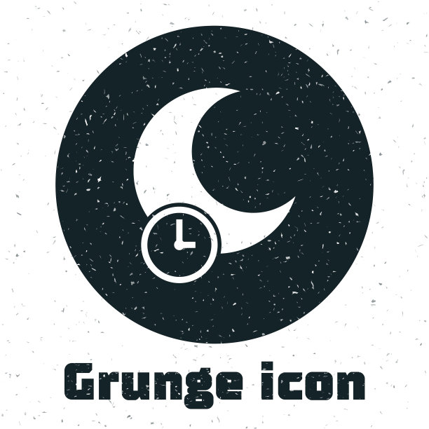 Grunge沉睡的月亮图标孤立在白色图片下载