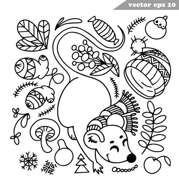 有趣的手绘勾勒出老鼠或老鼠图片下载