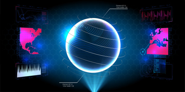 未来的矢量HUD界面屏幕设计。数码插图的编号标题。图片下载
