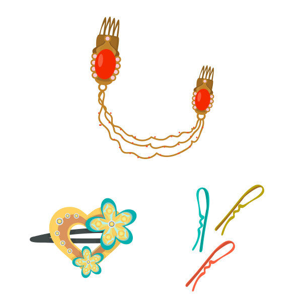 孤立对象发夹和头发标志集图片下载