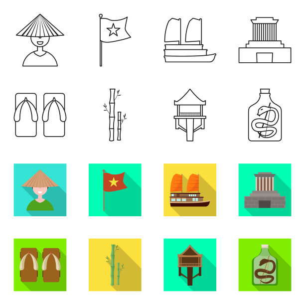 孤立对象越南和传统图标图片下载