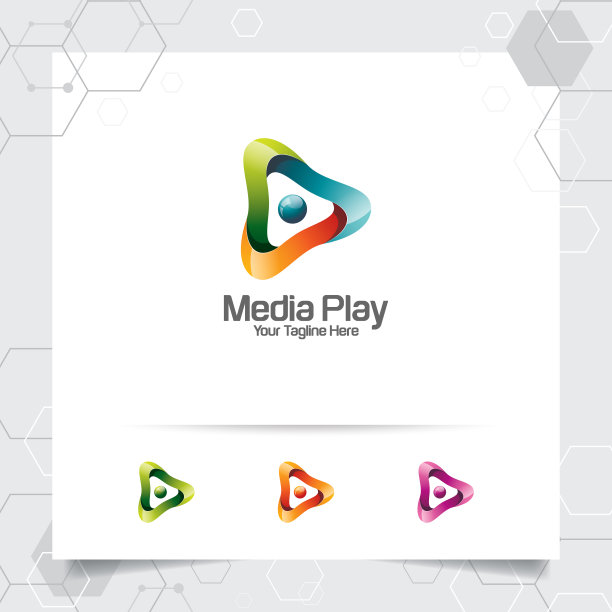 媒体播放标志设计与概念丰富多彩图片下载