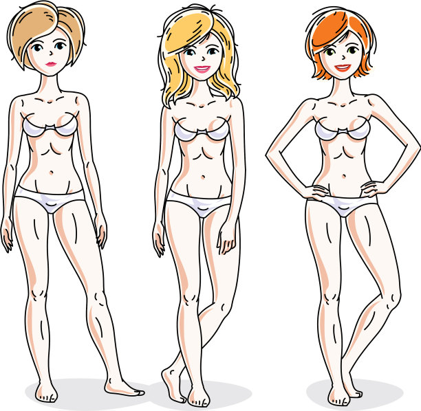 快乐可爱的年轻女子站在白色图片下载