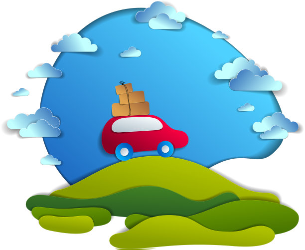 汽车旅游和旅游红色小货车与行李图片下载