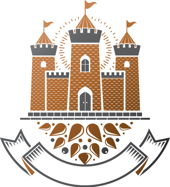 古城堡徽章纹章设计元素图片下载