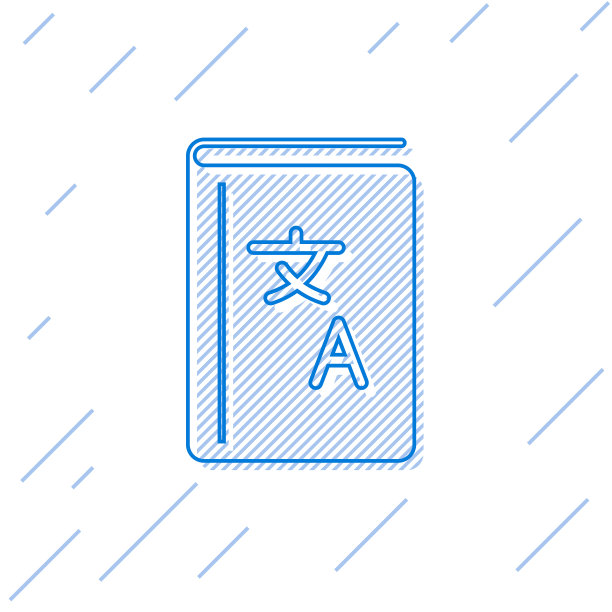 蓝色线翻译书图标隔离在白色图片下载