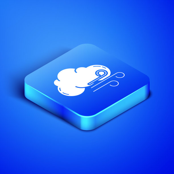 等距风天气图标孤立在蓝色图片下载